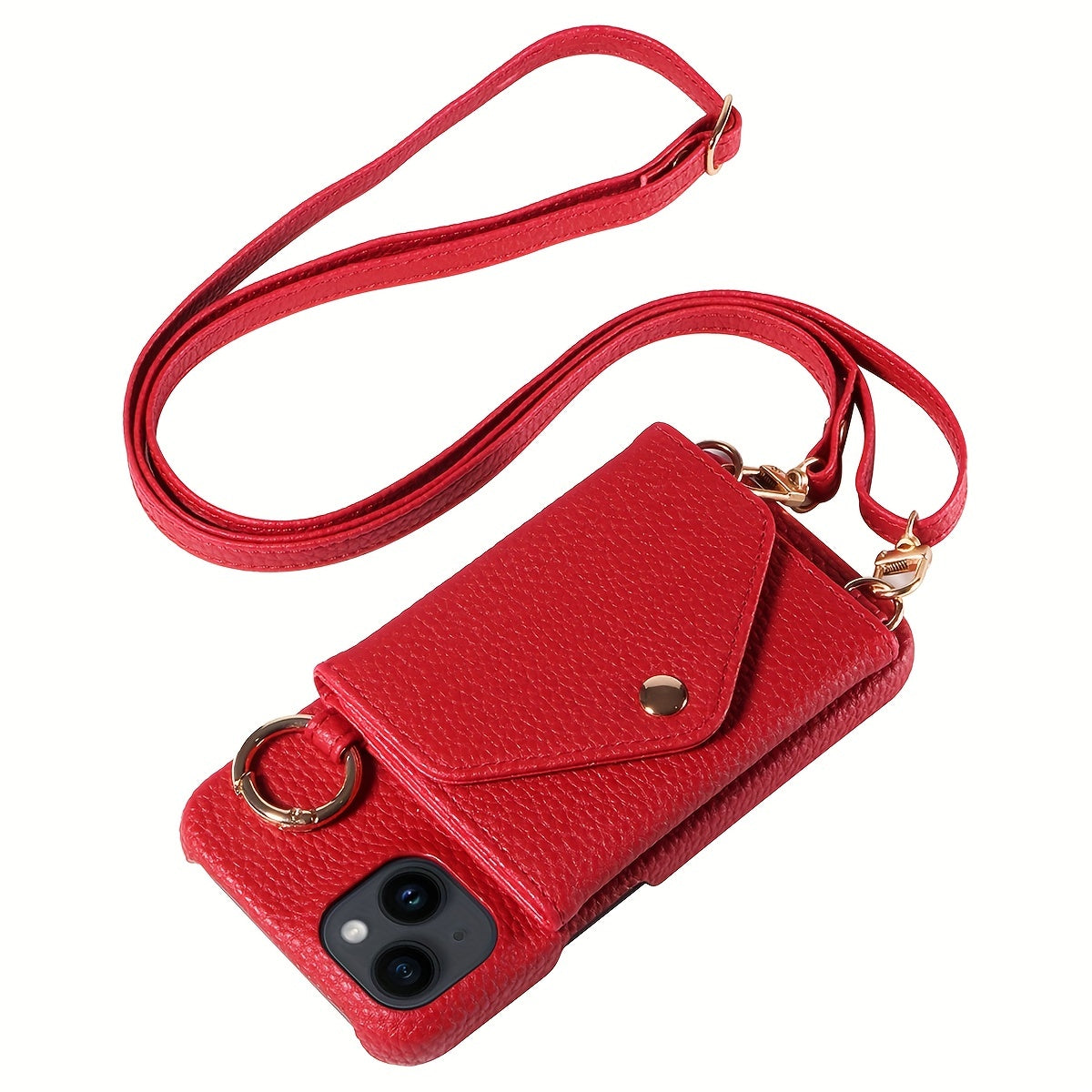 Artificial Leather Phone Case For iPhone 15 14 Plus 13 12 11 Pro Max With Long Lanyard, Crossbody Bag Shockproof Cover & Mirror