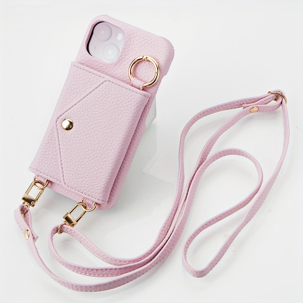 Artificial Leather Phone Case For iPhone 15 14 Plus 13 12 11 Pro Max With Long Lanyard, Crossbody Bag Shockproof Cover & Mirror