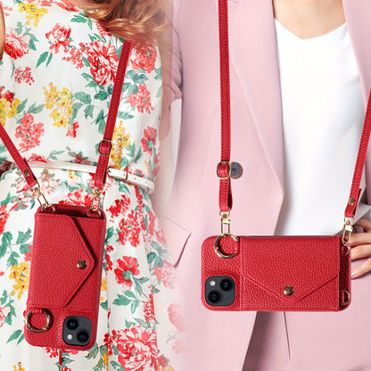 Artificial Leather Phone Case For iPhone 15 14 Plus 13 12 11 Pro Max With Long Lanyard, Crossbody Bag Shockproof Cover & Mirror