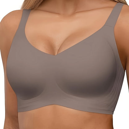 Solid Seamless Wireless Bra, Sporty Anti Sagging Push Up Comfy Bra, Women's Lingerie
