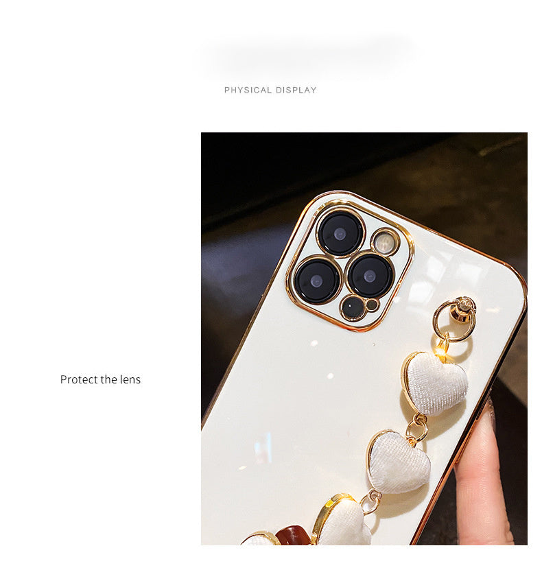 Luxury Plating Heart Metal Bracelet Phone Chain Case