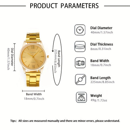 Luxury Golden Quartz Watch, Rome Fashion Wrist Watch 5pcs/set