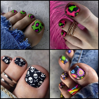 192 Skull Flower Leopard Toenails