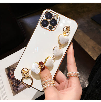 Luxury Plating Heart Metal Bracelet Phone Chain Case
