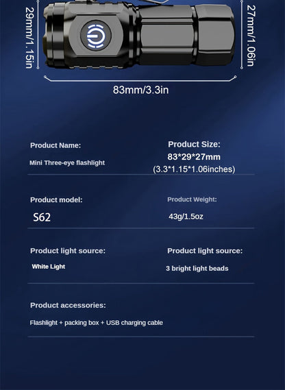 Mini LED USB Rechargeable Flashlight