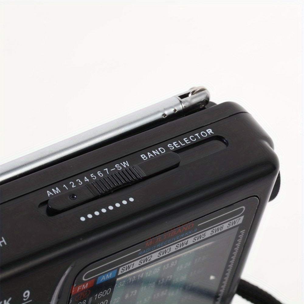 KK-9 Portable Pocket Radio - Personal Radios with Loud Speaker, Headphone Jack, 2AA Battery Operated, AM FM SW1-7 Bands