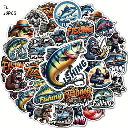 50pcs Waterproof Fishing Stickers