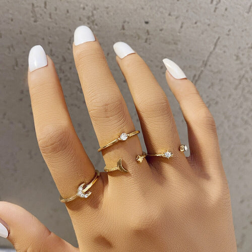Golden Luna Ring Set