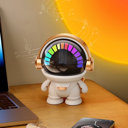 FOUBEAK Cute Astronaut Small Speaker, Small Wireless Portable Outdoor Speaker with Light, Home Party Office Decoration Subwoofer (White Light)