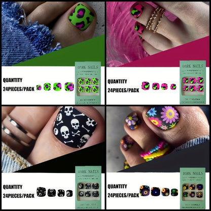 192 Skull Flower Leopard Toenails