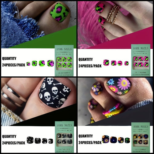 192 Skull Flower Leopard Toenails