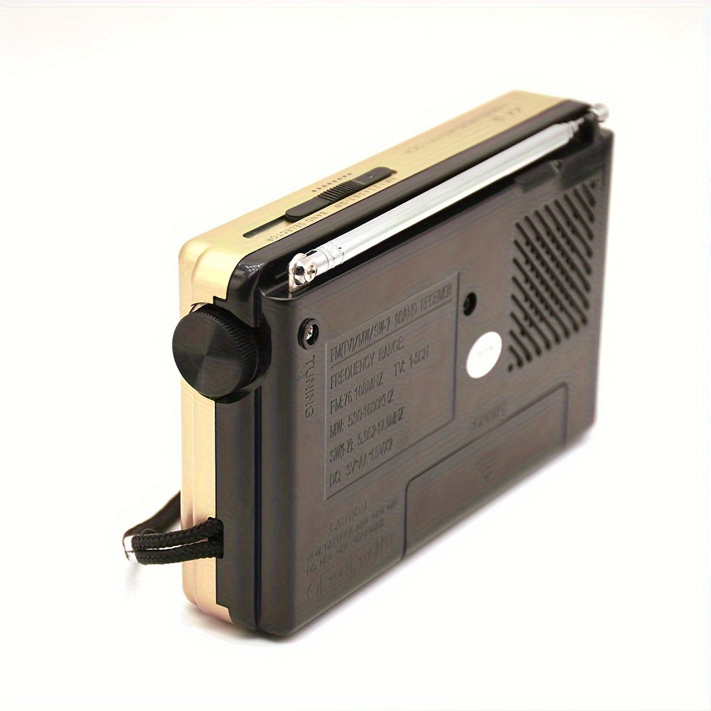 2W Powerful Portable Radio Speaker - AM/FM/SW/TV Bands, Headphone Jack, USB Powered, 2*AA Battery Operated