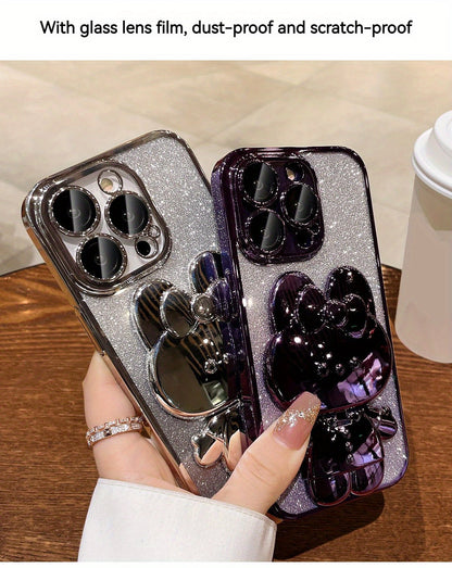 Kawaii Cat Invisible Make-up Mirror Bracket Anti-Fall Phone Case