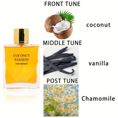 3.38oz Eau De Parfum For Women with Lasting Coconut, Vanilla, Chamomile Fragrance