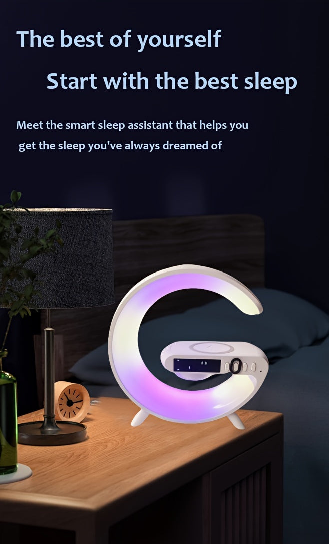 Vibrant Wake-Up Wireless Speaker - Portable Bluetooth Speakers with Sunrise Alarm, RGB Rhythm Light, Fast Charging