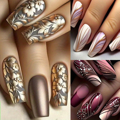 72 pcs (3 packs) Elegant Ballet Women's Nail Press Set