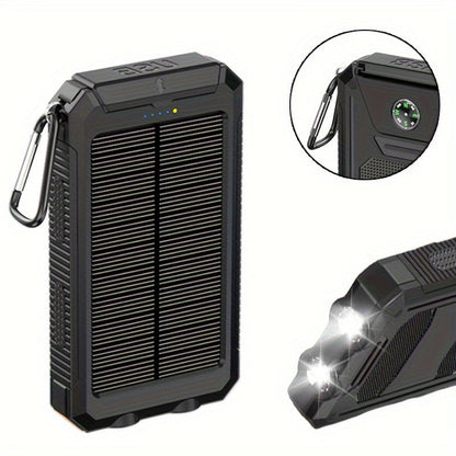 10000mAh Portable Solar Power Bank, 1 Piece Dual USB Output Port Power Bank With LED Light
