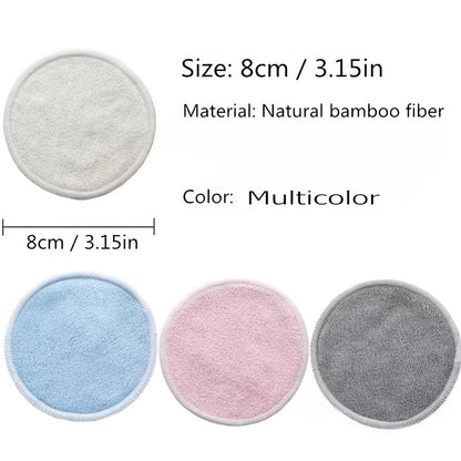Ultra-Soft Microfiber Reusable Bamboo Makeup Remover Pads, Washable Rounds Cleansing Tools for Make Up Removal