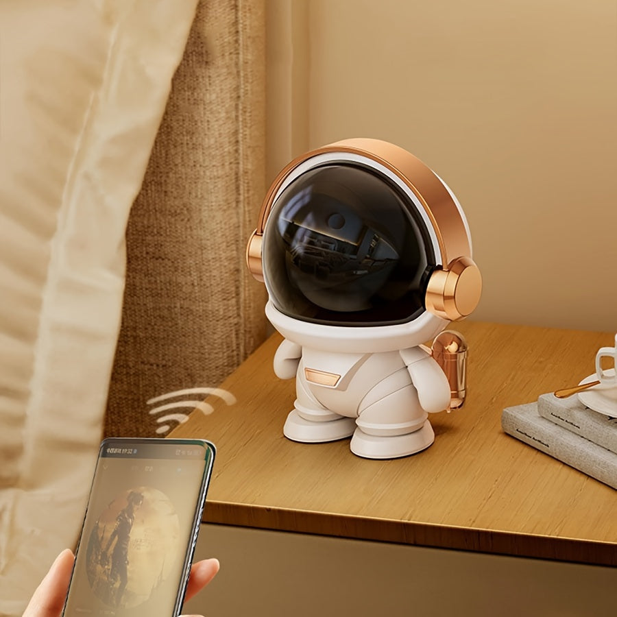 Cute Astronaut Small Speaker, Small Wireless Portable Outdoor Speaker With Light, Home Party Office Decoration Subwoofer (White Light) Wireless Speaker With Light