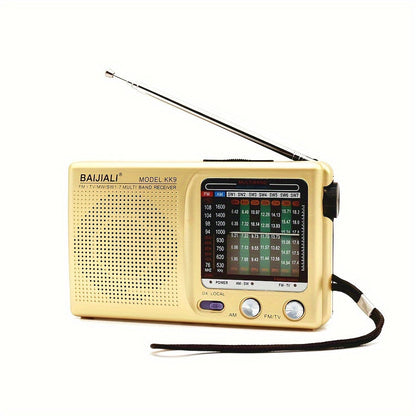 2W Powerful Portable Radio Speaker - AM/FM/SW/TV Bands, Headphone Jack, USB Powered, 2*AA Battery Operated