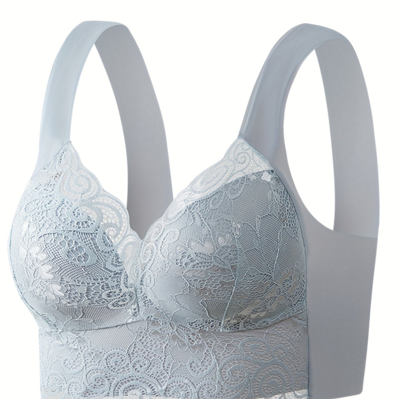 Ultra-Soft Wireless Lace Bra - Seamless Comfort, Feminine Scallop Trim - Perfect Womens Underwear for All-Day Wear