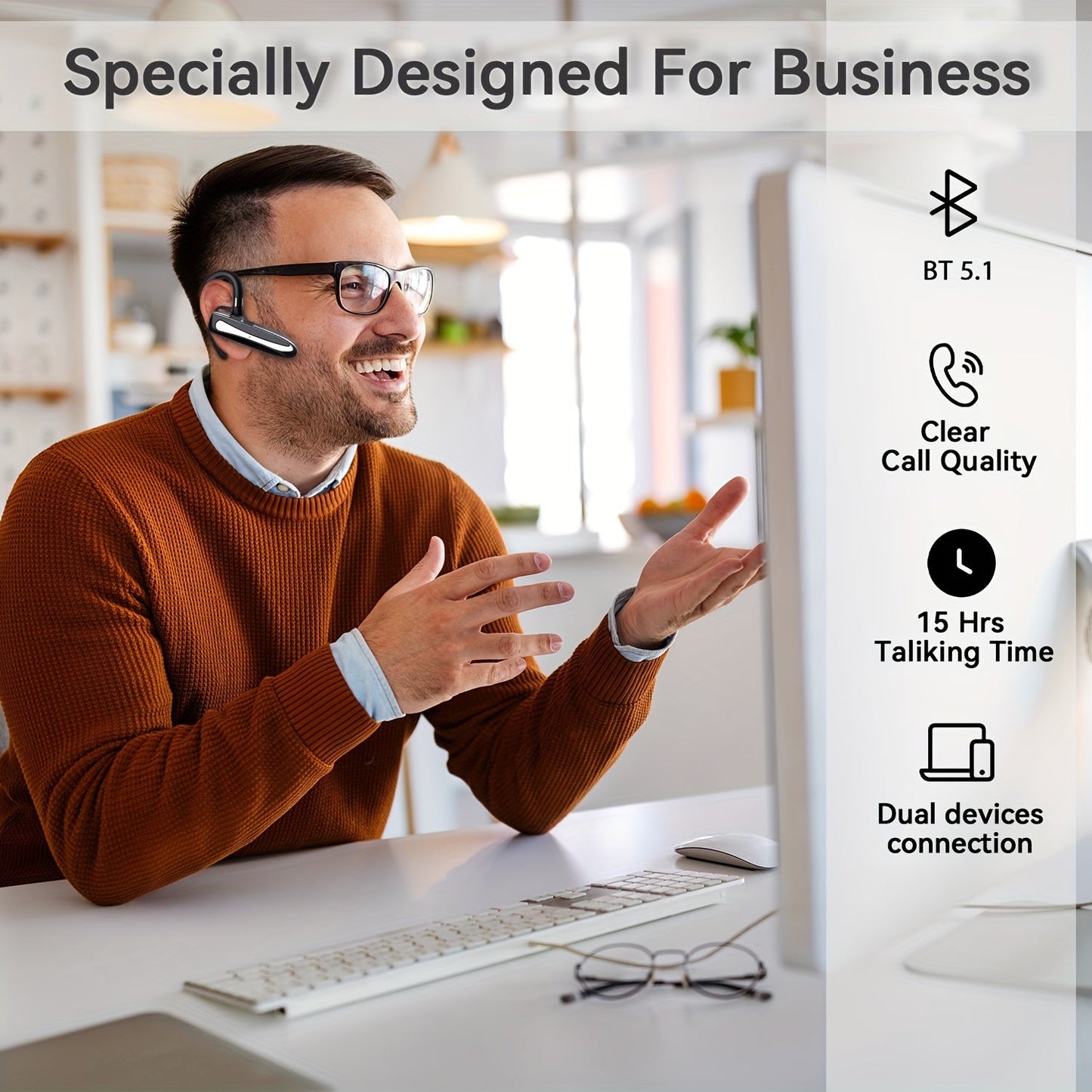 Wireless Business Headset Wireless Headset with Microphone