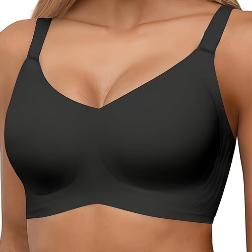 Solid Seamless Wireless Bra, Sporty Anti Sagging Push Up Comfy Bra, Women's Lingerie