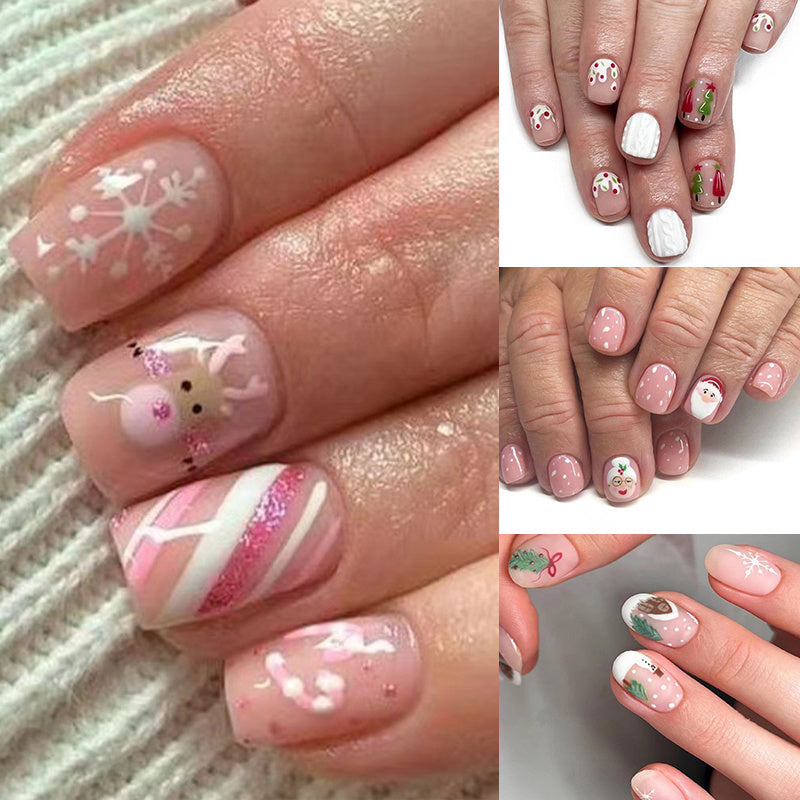 96 pcs Festive Holiday Nail Art Set - Pink