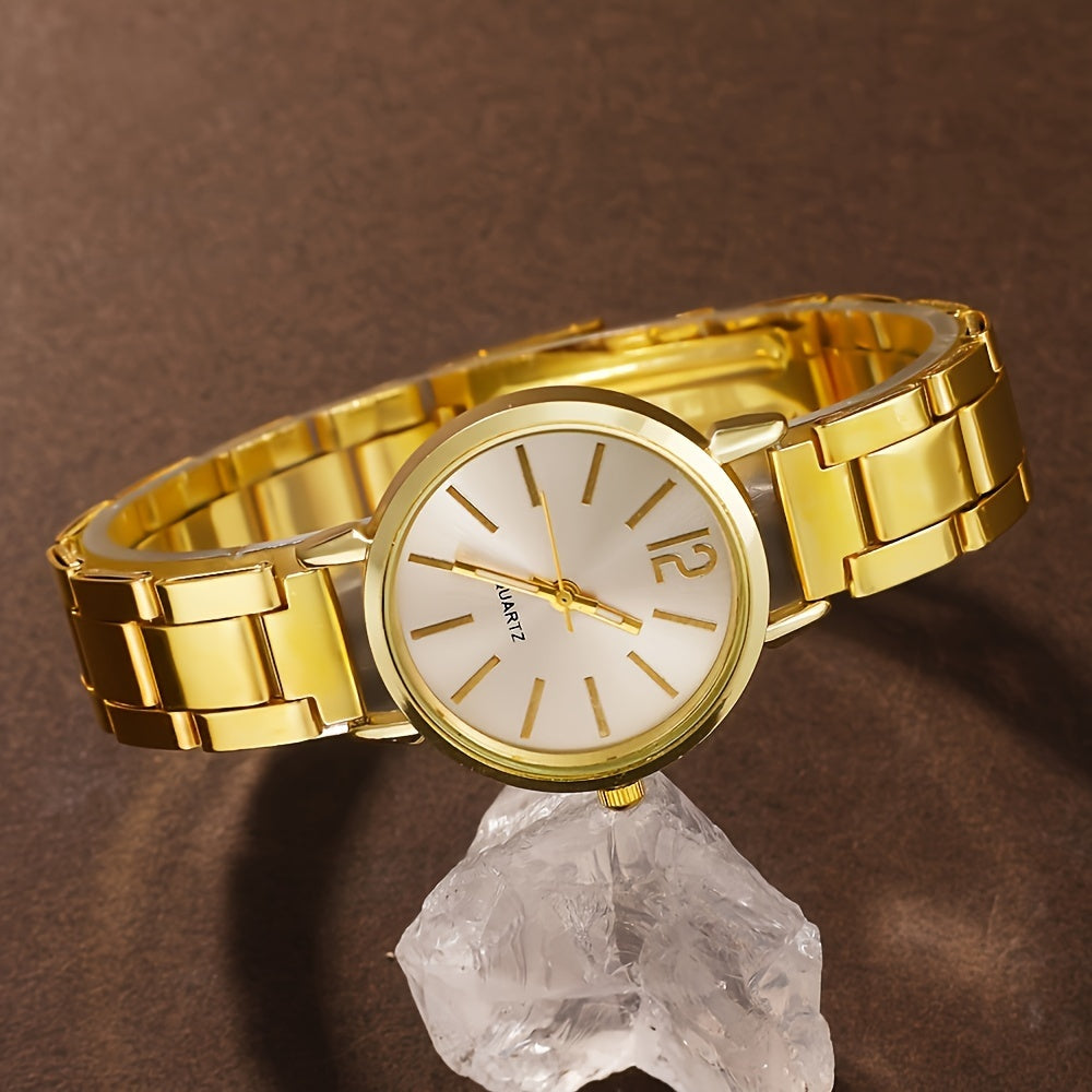 Elegant 2pcs Women's Quartz Watch set