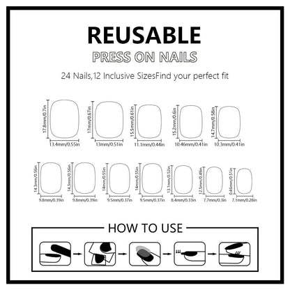 72 pcs (3 packs) Elegant Ballet Women's Nail Press Set