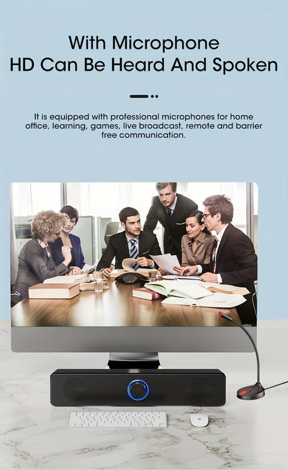 3.5mm 0.14in Jack Wired Speaker - Immersive Surround Soundbar with Stereo Subwoofer