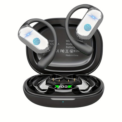 Wireless Bone Conduction Earbuds with LED Charging Case