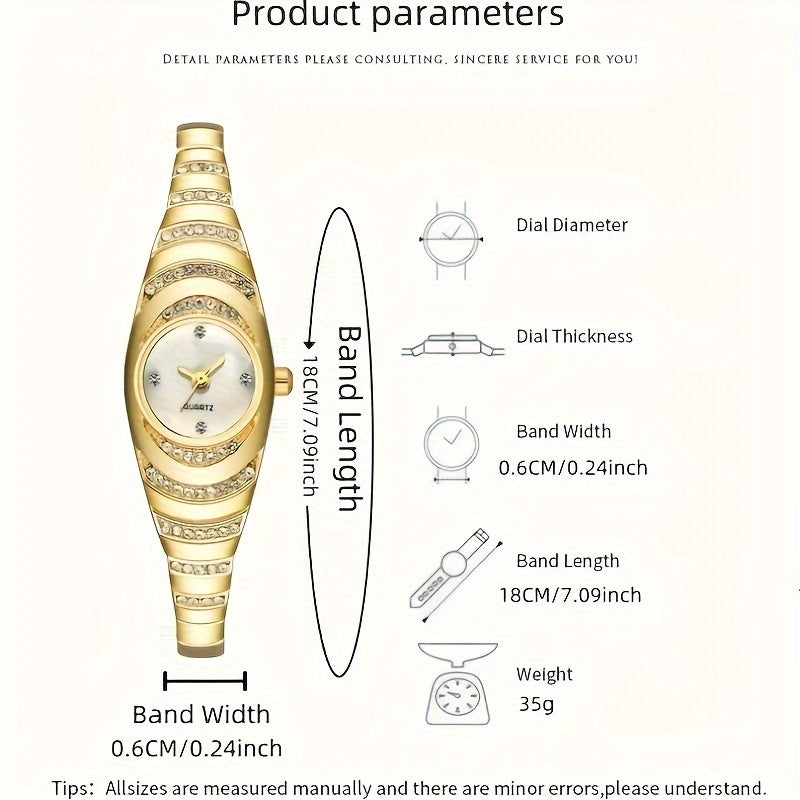 Elegant Lady's Wristwatch with Crystal Accents and Zinc Alloy Band