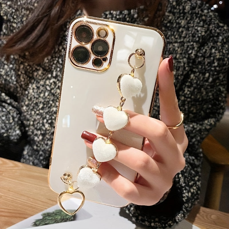 Luxury Plating Heart Metal Bracelet Phone Chain Case