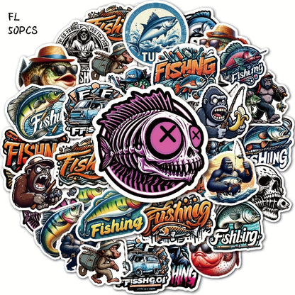 50pcs Waterproof Fishing Stickers