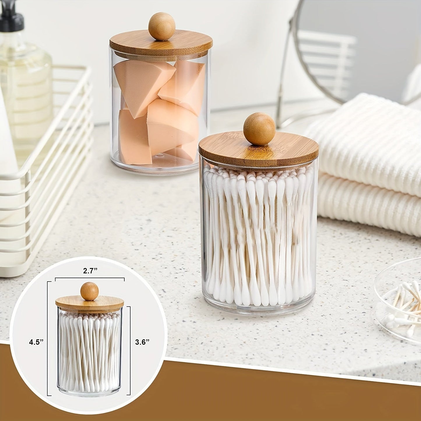Acrylic Cotton Swabs Jar Holder Canister