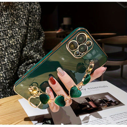 Luxury Plating Heart Metal Bracelet Phone Chain Case