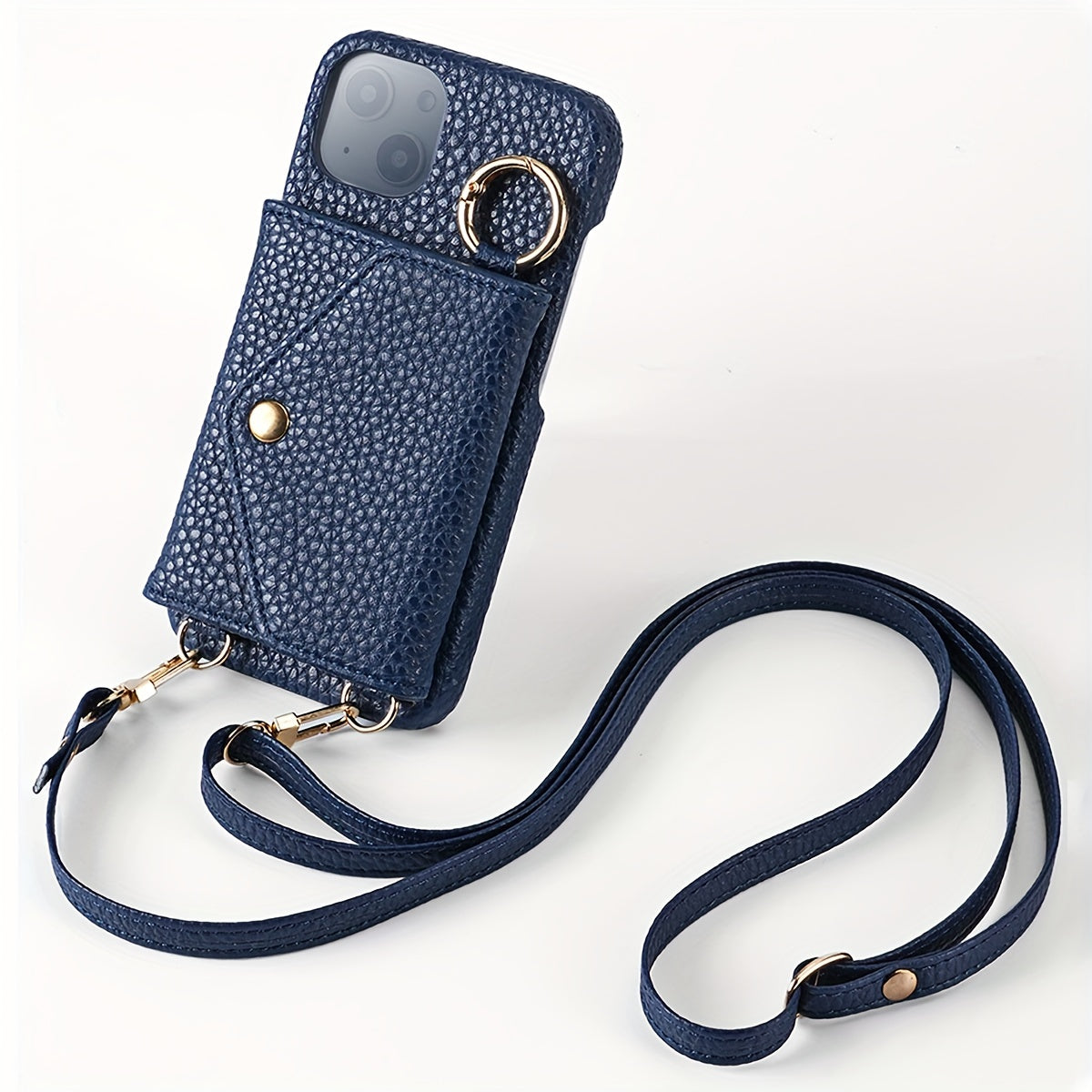 Artificial Leather Phone Case For iPhone 15 14 Plus 13 12 11 Pro Max With Long Lanyard, Crossbody Bag Shockproof Cover & Mirror