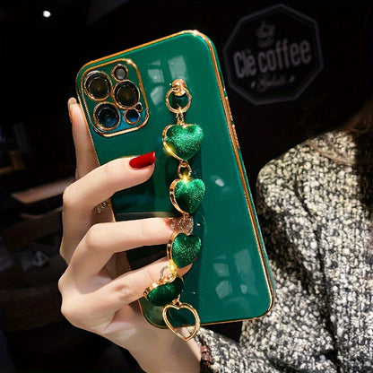 Luxury Plating Heart Metal Bracelet Phone Chain Case
