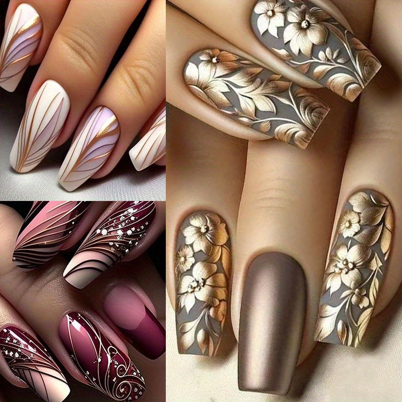 72 pcs (3 packs) Elegant Ballet Women's Nail Press Set