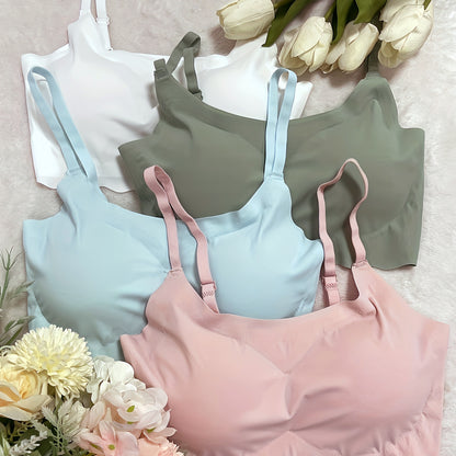 4pcs Seamless Solid Comfortable Bralettes