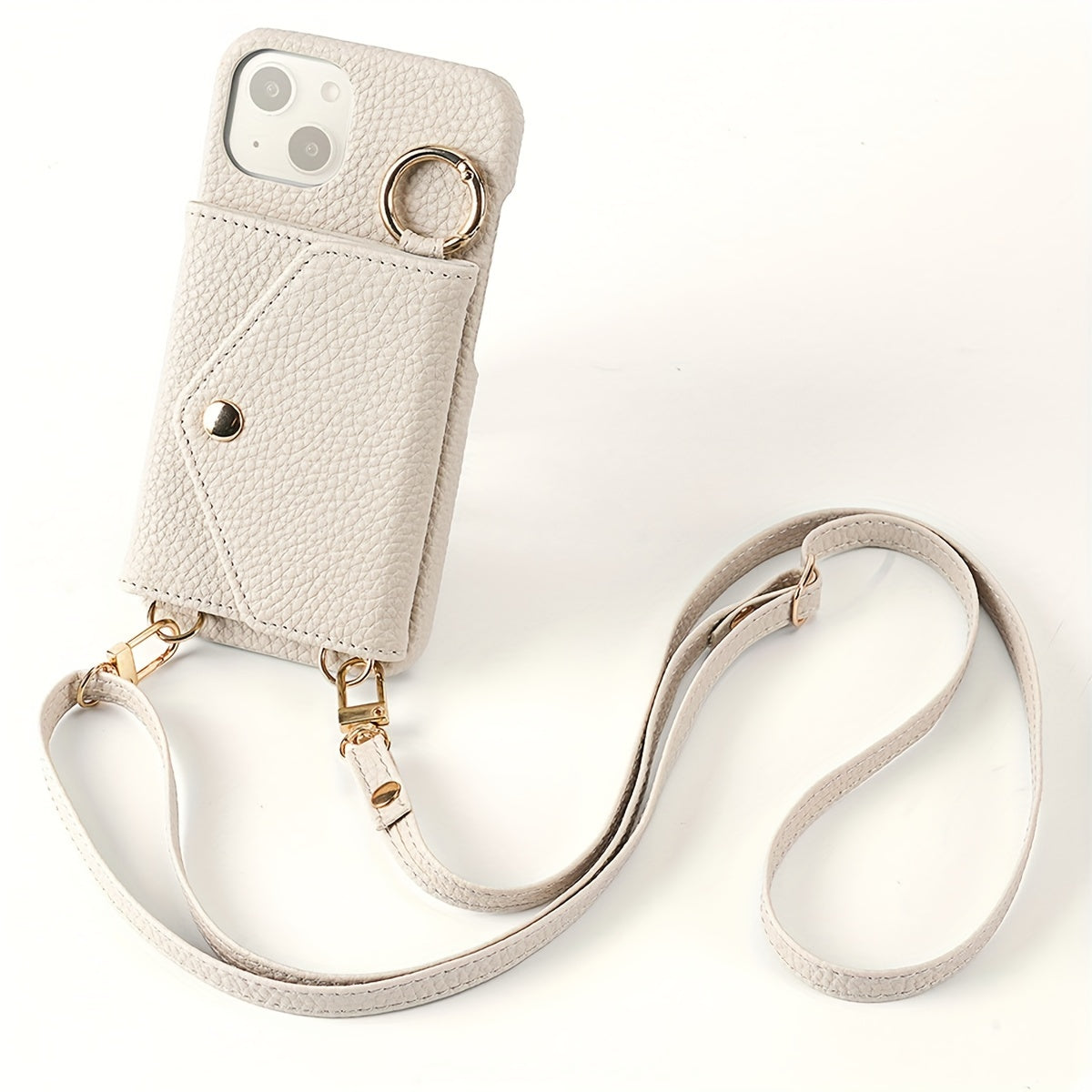 Artificial Leather Phone Case For iPhone 15 14 Plus 13 12 11 Pro Max With Long Lanyard, Crossbody Bag Shockproof Cover & Mirror