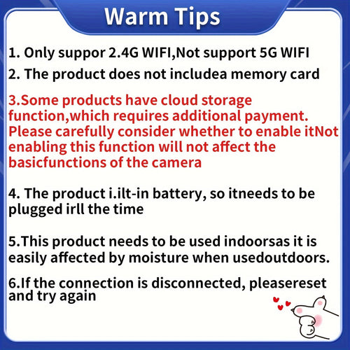 1pc Mini Smart Security Camera, WiFi Enabled, Non-Waterproof, Tabletop Mount, Dual Power USB/Battery, with USB Port