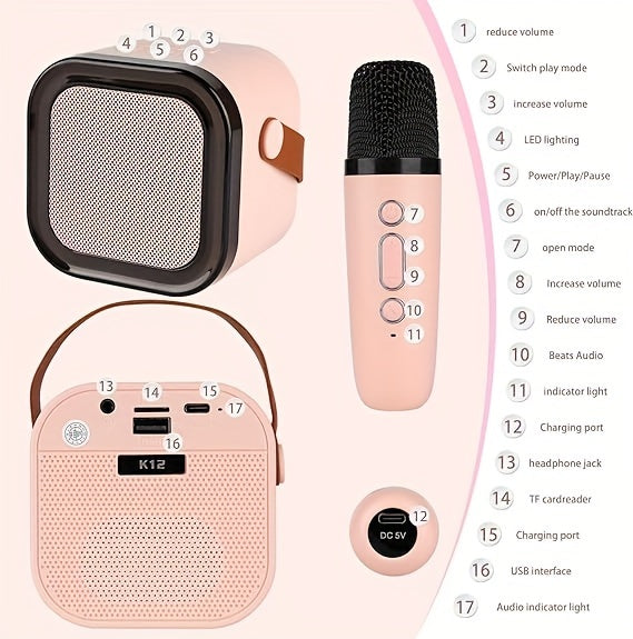 Speaker With Microphone Set, Home Karaoke Machine, Portable Handheld Karaoke Mics Speaker Machine For Adults