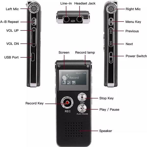 1pc Digital Voice Recorder - 8GB Mini Audio Recorder with MP3 Player Compatibility, One-Click Recording, 20 Hours Playtime, Built-in Microphone