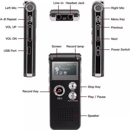 1pc Digital Voice Recorder - 8GB Mini Audio Recorder with MP3 Player Compatibility, One-Click Recording, 20 Hours Playtime, Built-in Microphone