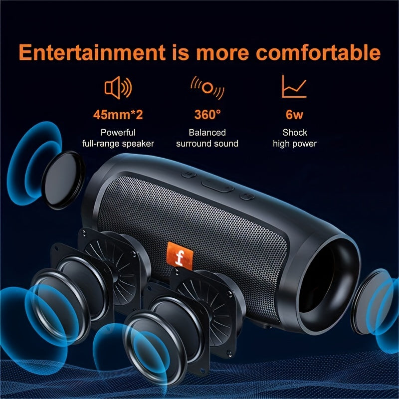Wireless 3D Surround Sound Portable Outdoor Subwoofer with Charging Cable, Auxiliary Cable, TWS Stereo, Pole, Hands-free Call