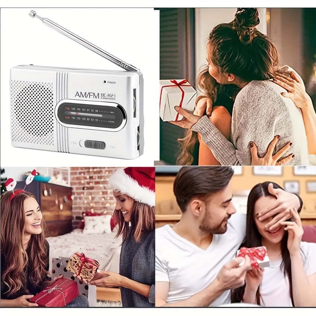 Classic Travel AM/FM Radio with USB, Telescopic Antenna, Stereo Speakers