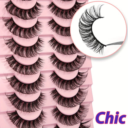 10 Pairs Curly Faux Mink False Lashes