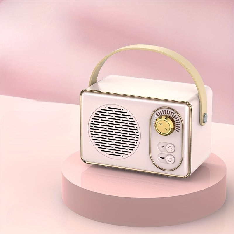 White Portable Retro Speaker, Wireless Small Speaker with USB Flash Drive TF Card, FM, Ideal for Family Gathering